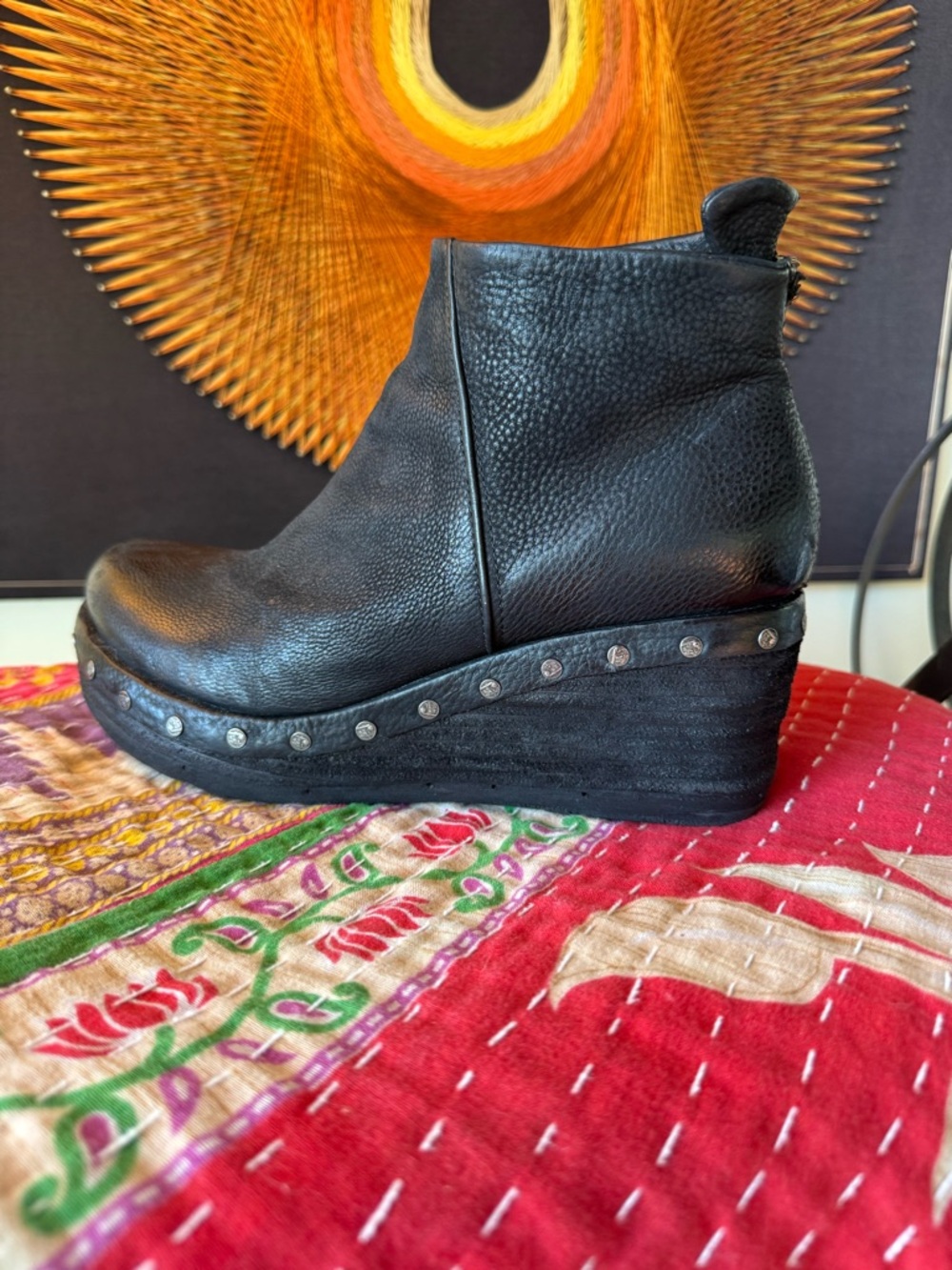A.S.98 Black Leather Ankle Boots with Studs 39 - Picture 3 of 11